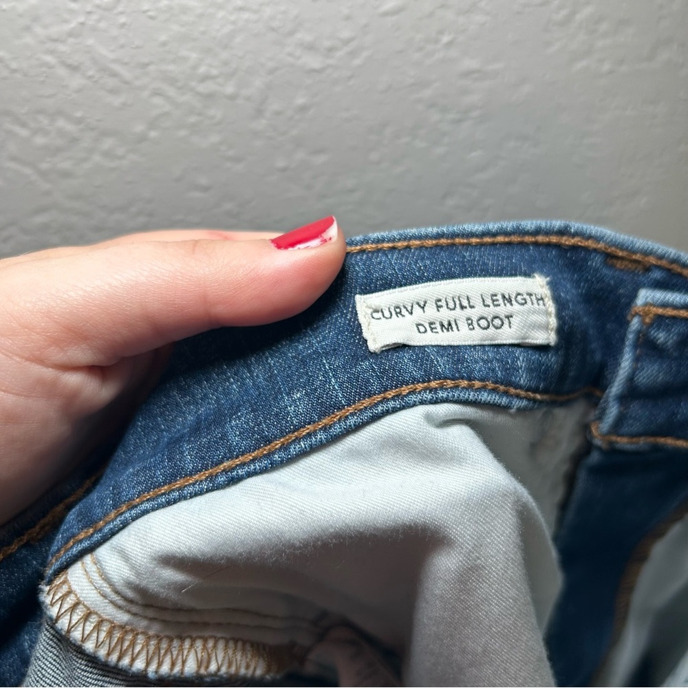 J. Crew Curvy Full Length Demi Bootcut 28 tall Dark Blue Flare Jeans western - Picture 7 of 7